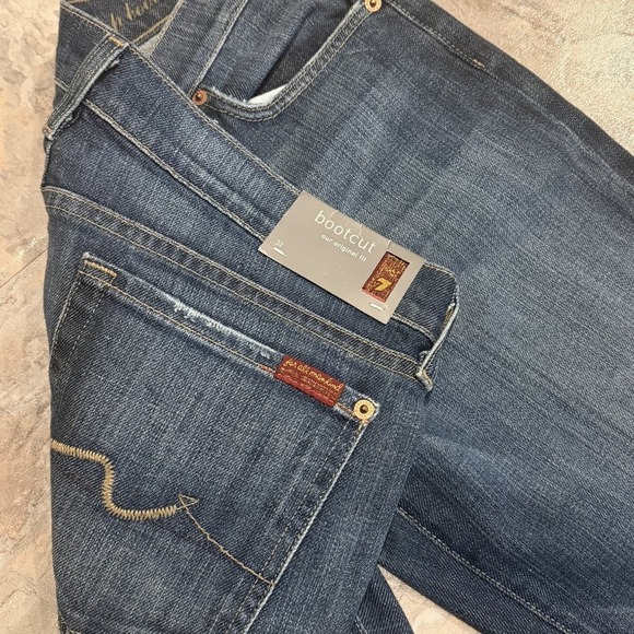 7 For All Man Kind Vintage Y2K Flip Flop Bootcut Jeans Denim 32 NWT Low Rise - Picture 3 of 5